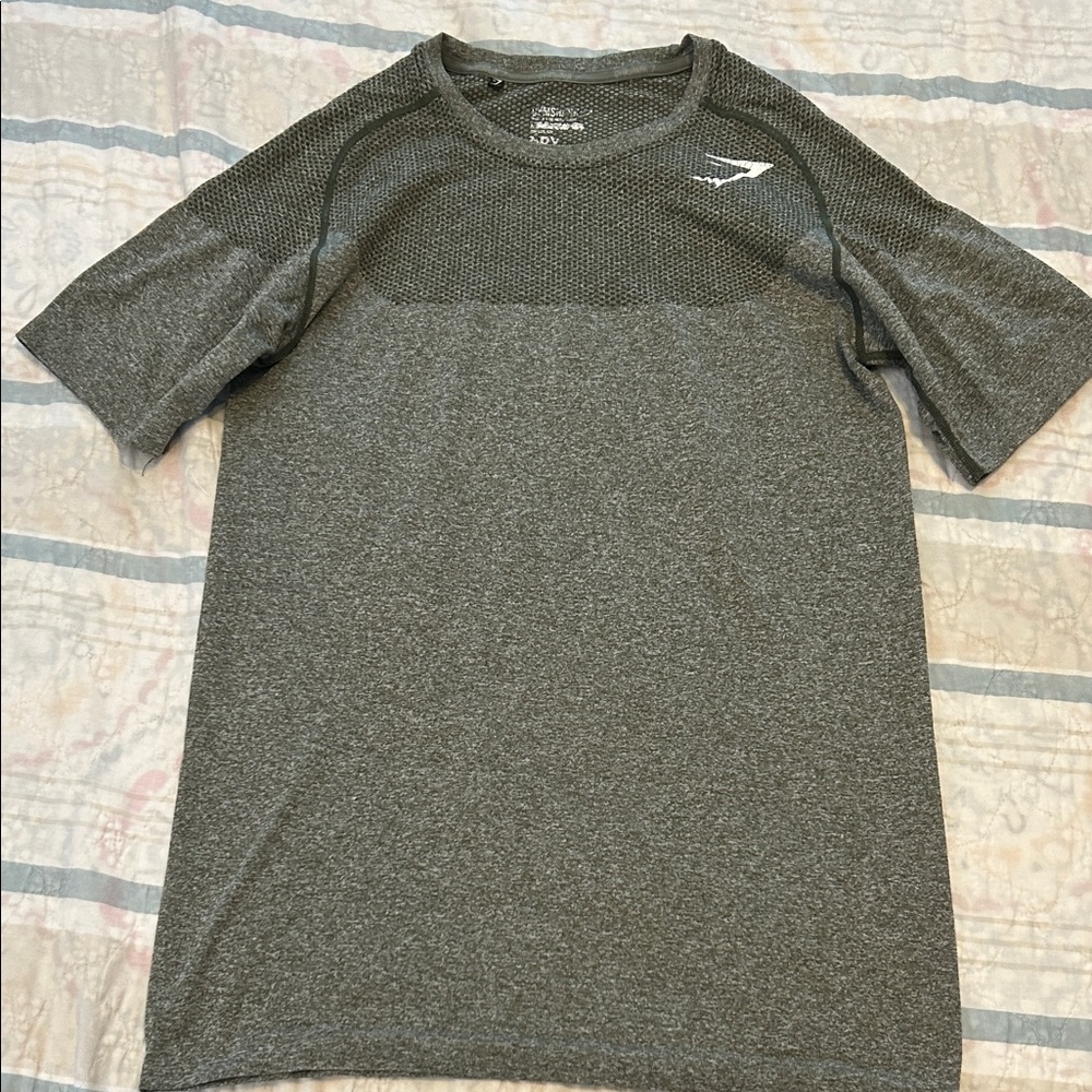 Gymshark Men's Olive Green/Gray Athletic Shirt